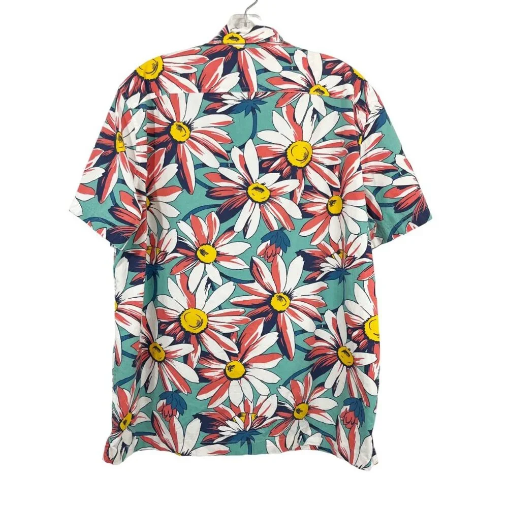 J.‎ Crew Men's Floral Short Sleeve Button Down Shirt Organic Cotton Size Medium
